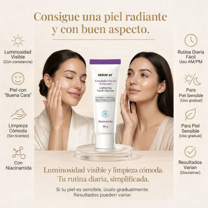 SERUM 10 - LIMPIADOR FACIAL EN CREMA CON NIACINAMIDA - PIEL MÁS LUMINOSA Y TONO MÁS UNIFORME CON CONSTANCIA