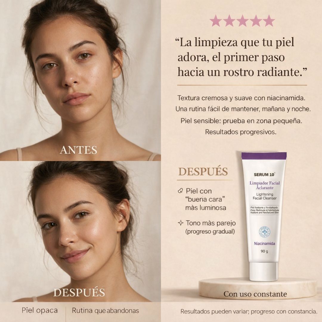 SERUM 10 - LIMPIADOR FACIAL EN CREMA CON NIACINAMIDA - PIEL MÁS LUMINOSA Y TONO MÁS UNIFORME CON CONSTANCIA