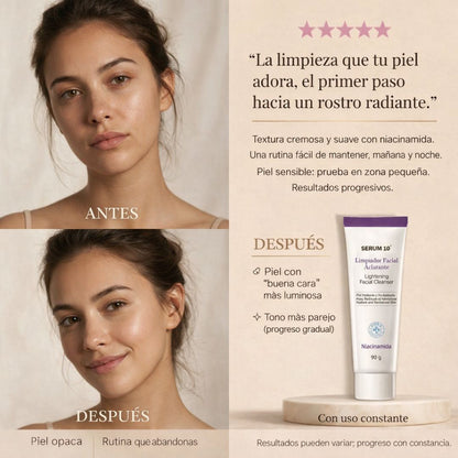 SERUM 10 - LIMPIADOR FACIAL EN CREMA CON NIACINAMIDA - PIEL MÁS LUMINOSA Y TONO MÁS UNIFORME CON CONSTANCIA