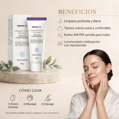SERUM 10 - LIMPIADOR FACIAL EN CREMA CON NIACINAMIDA - PIEL MÁS LUMINOSA Y TONO MÁS UNIFORME CON CONSTANCIA