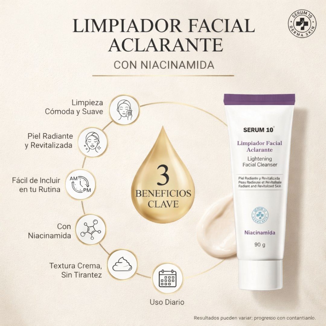 SERUM 10 - LIMPIADOR FACIAL EN CREMA CON NIACINAMIDA - PIEL MÁS LUMINOSA Y TONO MÁS UNIFORME CON CONSTANCIA