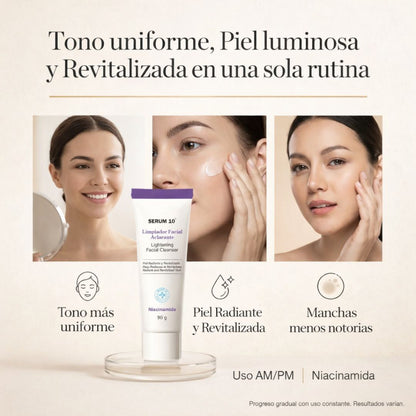 SERUM 10 - LIMPIADOR FACIAL EN CREMA CON NIACINAMIDA - PIEL MÁS LUMINOSA Y TONO MÁS UNIFORME CON CONSTANCIA
