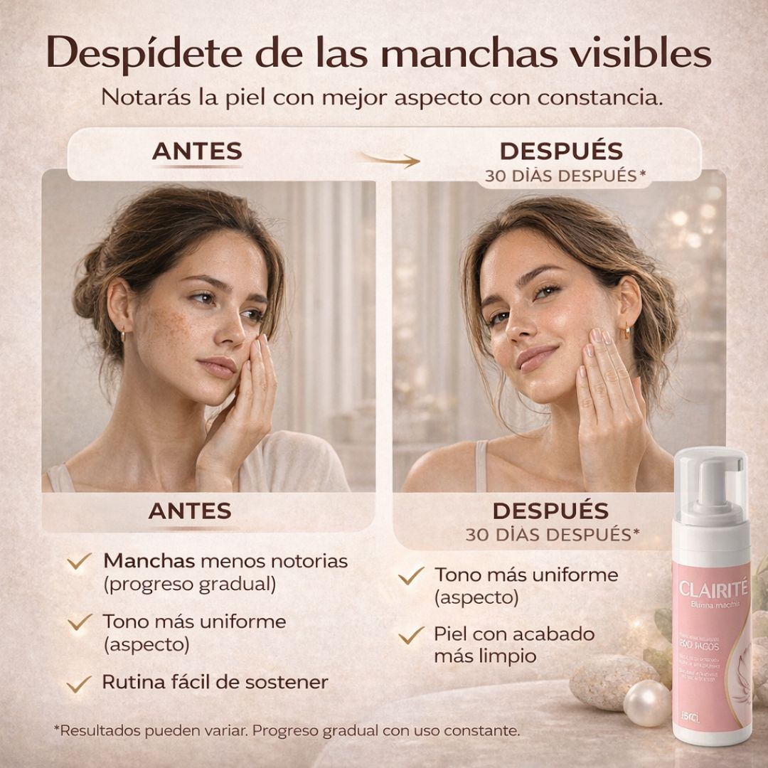 CLARITÉ DESPIGMENTANTE ACLARADOR — MEJORAR LA APARIENCIA DE MANCHAS — PLAN 30 DÍAS